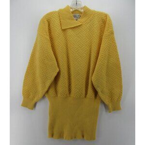 VINTAGE Skyr Sweater Medium Wool Blend Slouchy 80s Chevron Textured